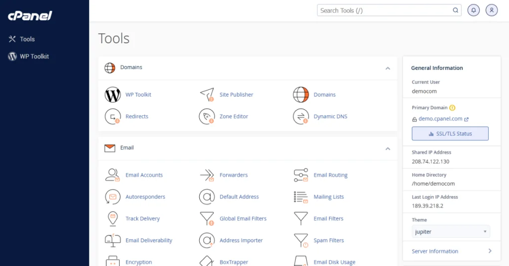 Image of cPanel control panel