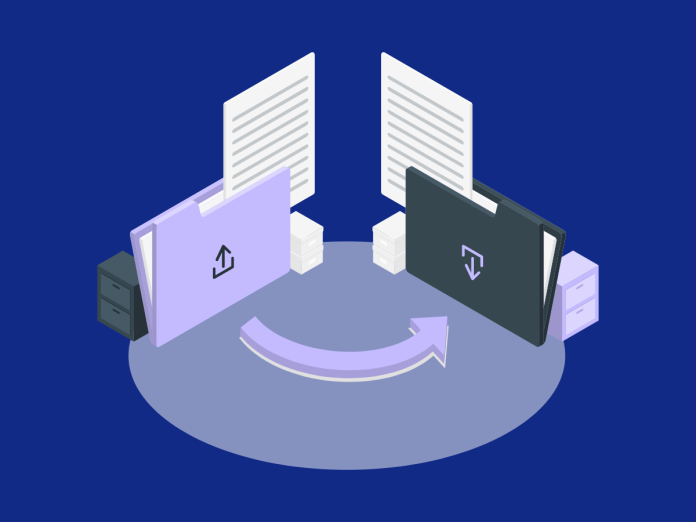 Image of files being transferred between two folders depicting what is ftp