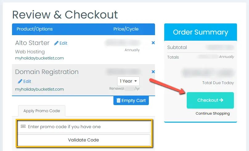 Step 5 - Review and Checkout