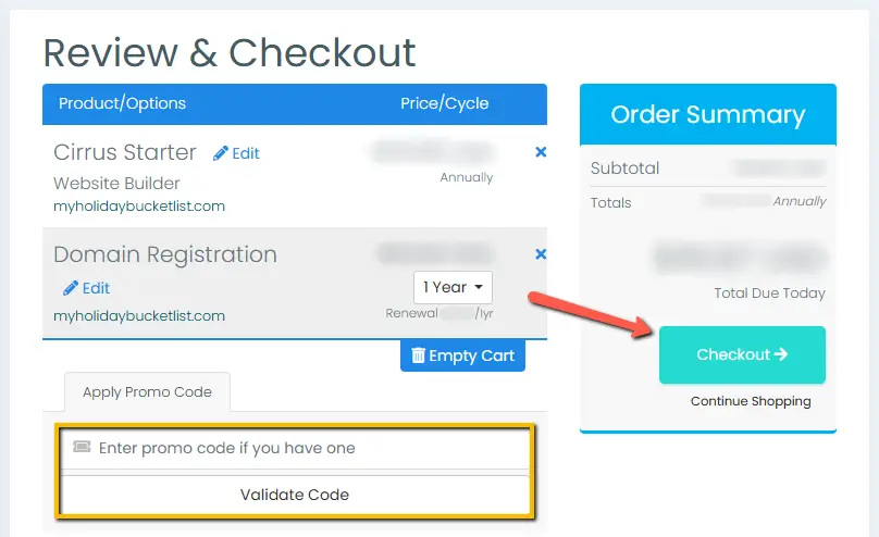 Step 5 - Review and Checkout