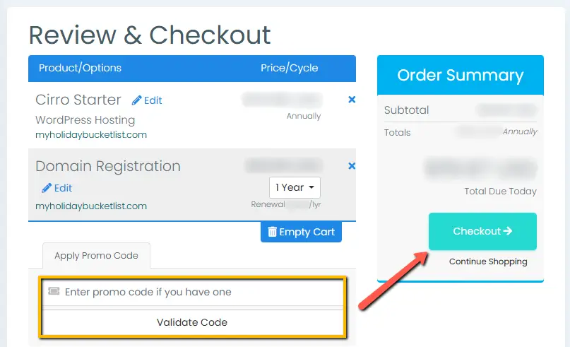 Step 5 - Review and Checkout