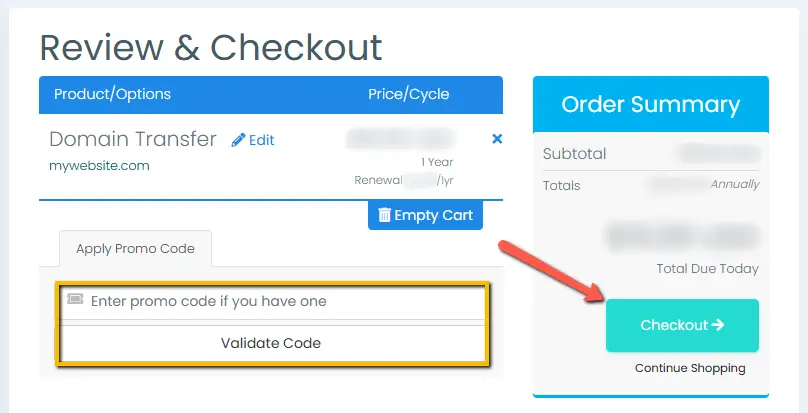 Step 7 - Review and Checkout