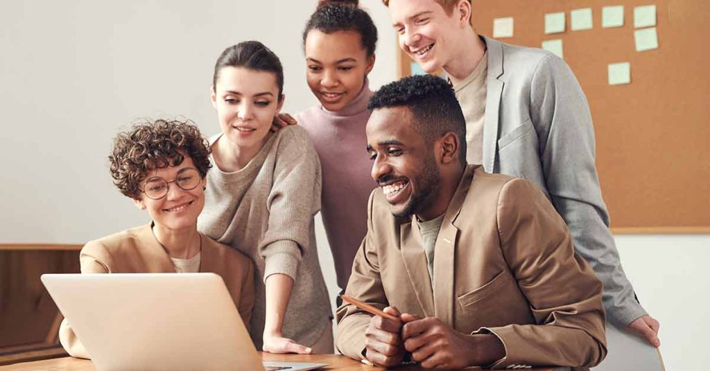 Group of people admiring website