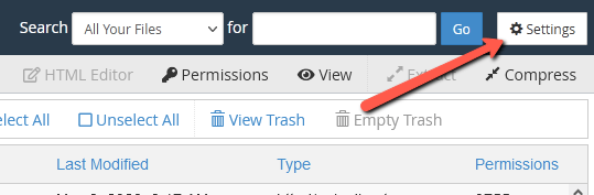 Navigate to the settings in cPanel
