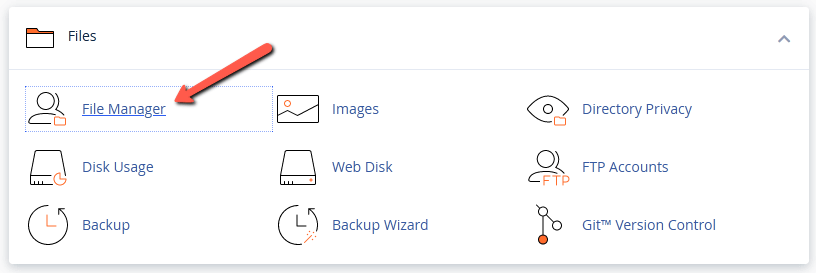 Select the cPanel 'File Manager' tool