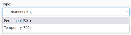 Select the redirect type