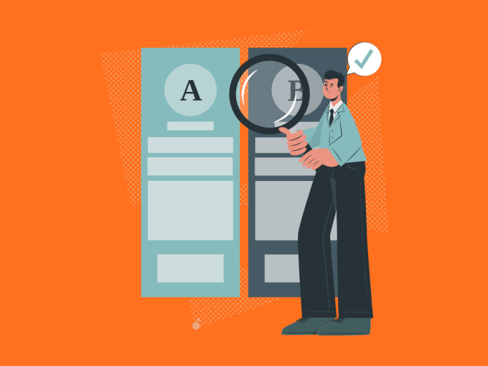 Image of person using A/B testing to improve website conversions