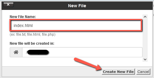 Name the file 'index.html' or 'index.php' and save it