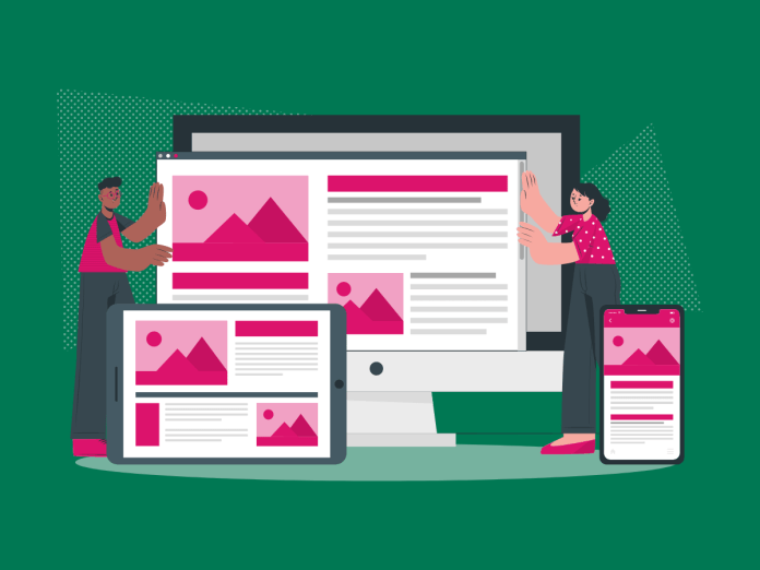 Image of designers using media queries to create a responsive website design