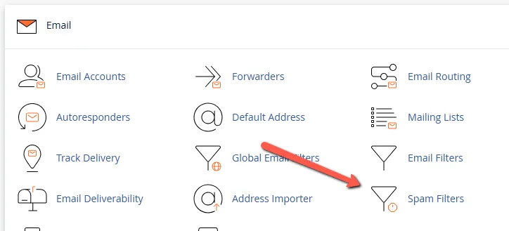 Navigate to Spam Filters in cPanel