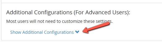 Access advanced configurations