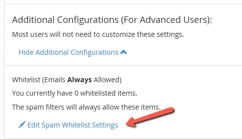 Edit whitelist settings