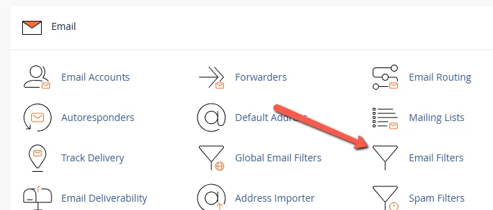 Navigate to Email Filters in cPanel