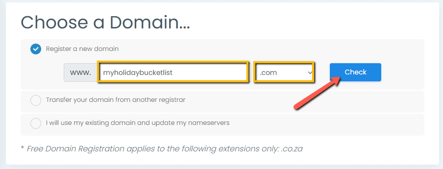 Step 3a - Choose your desired domain name