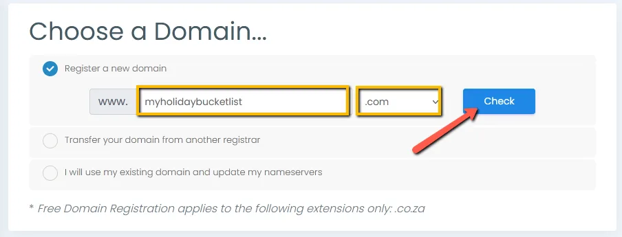Step 3a - Choose your desired domain name